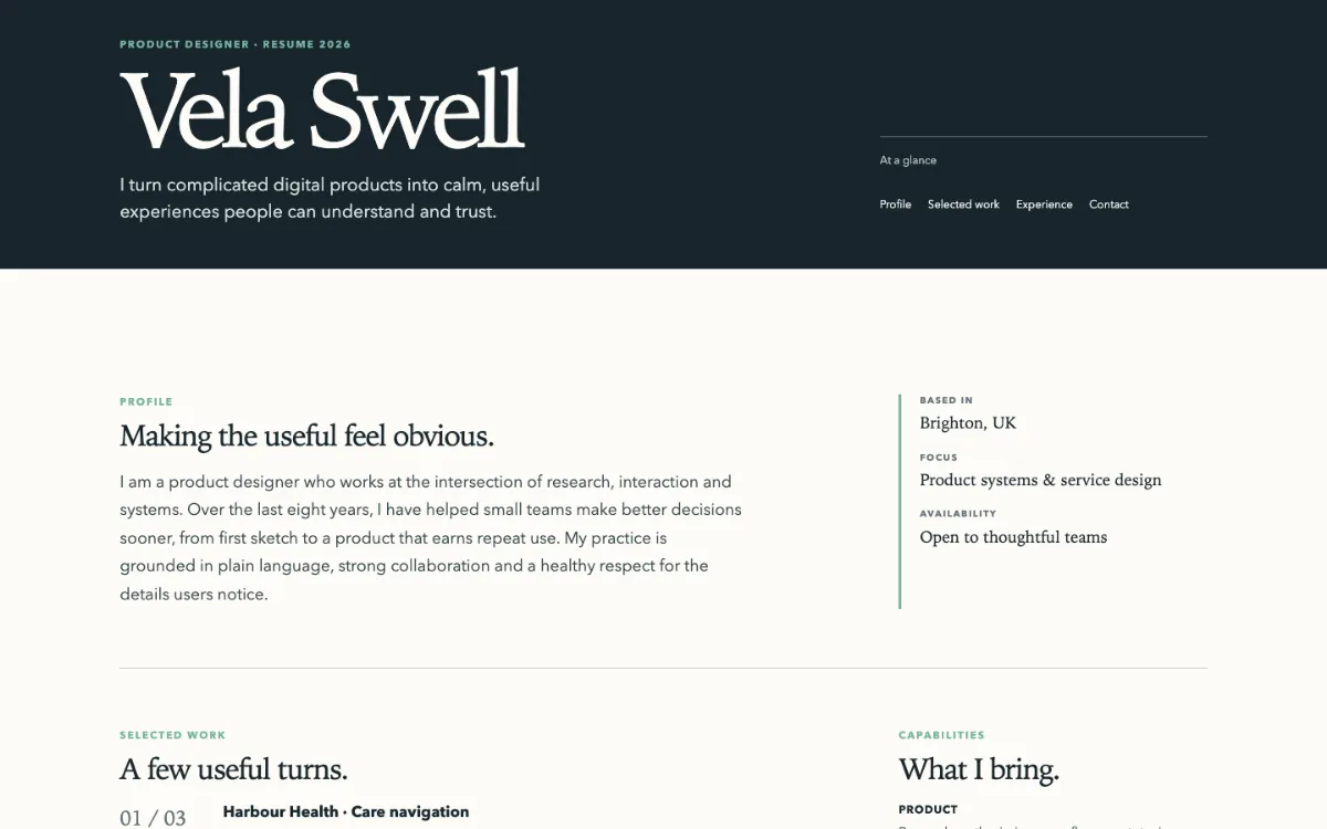 Vela Swell Resume