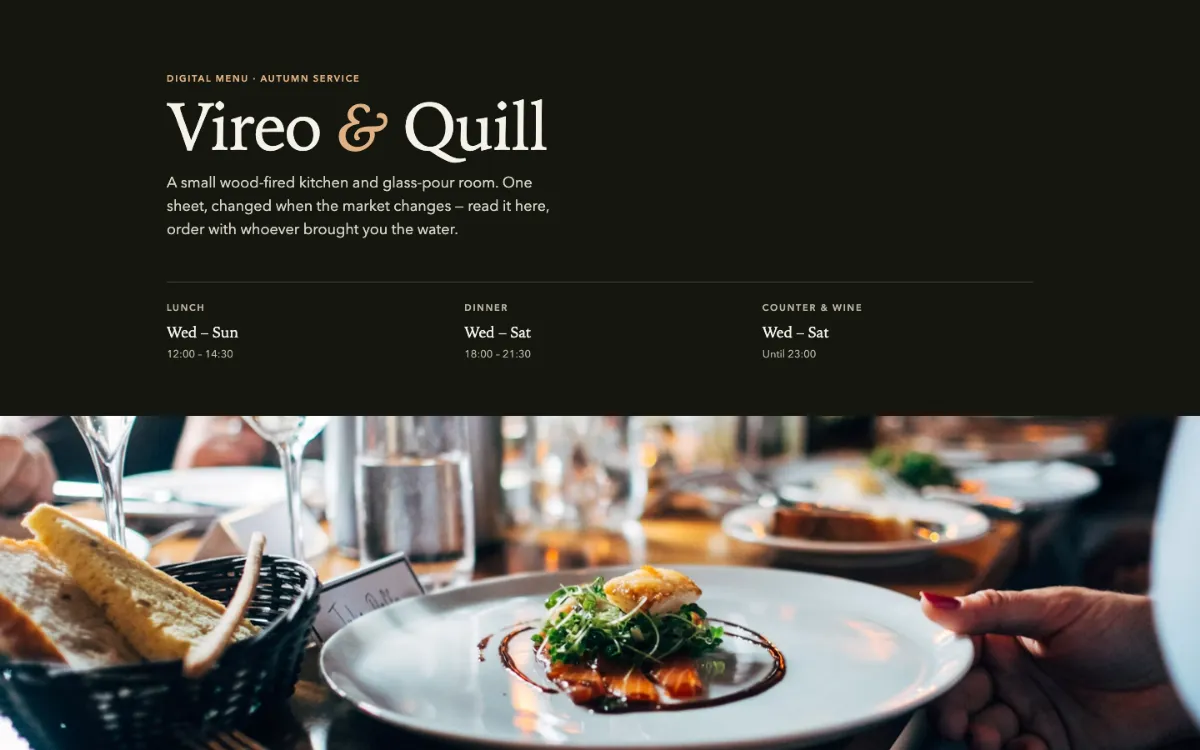 Vireo Quill Menu With Qr