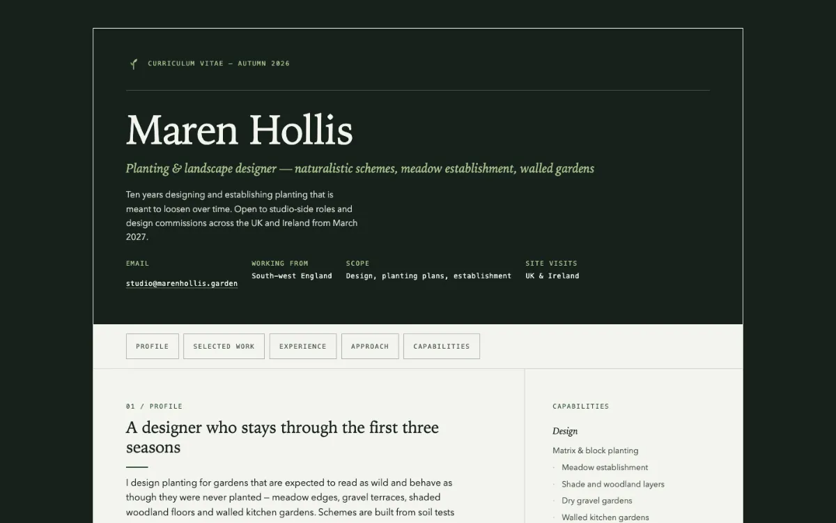 Wild Garden Resume