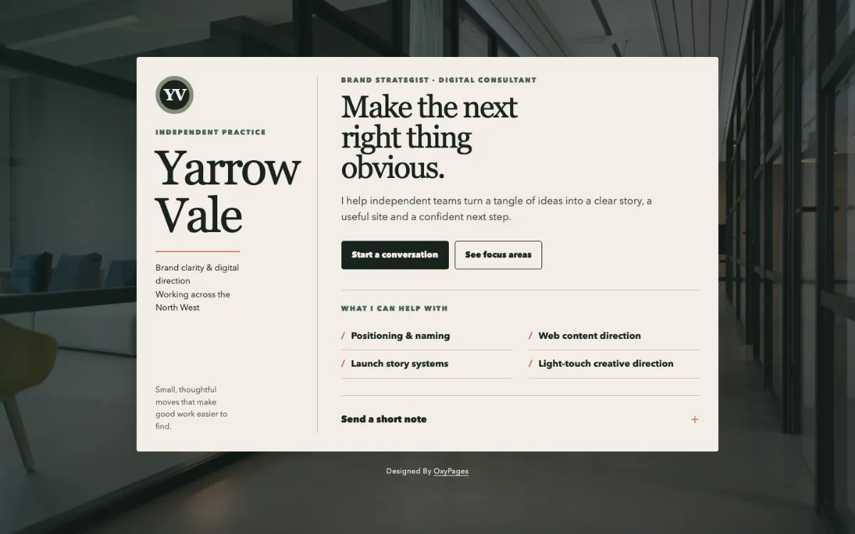 Yarrow Vale Digital Business Card